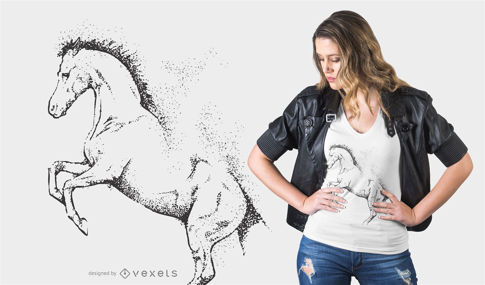 Design de t-shirt de cavalo pontilhado