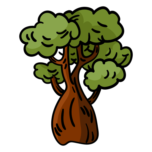 Mano de árbol baobab drwan Diseño PNG