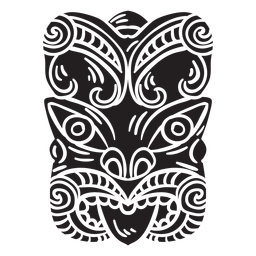 Máscara maorí negra Diseño PNG