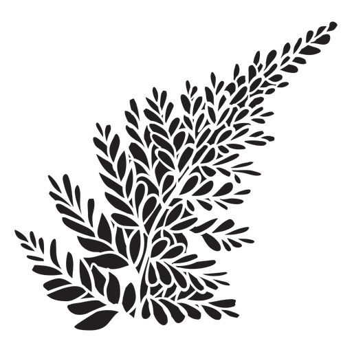 Silver fern black PNG Design