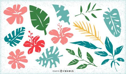 Tropical leaves and flowers pack Tropical leaves and flowers pack