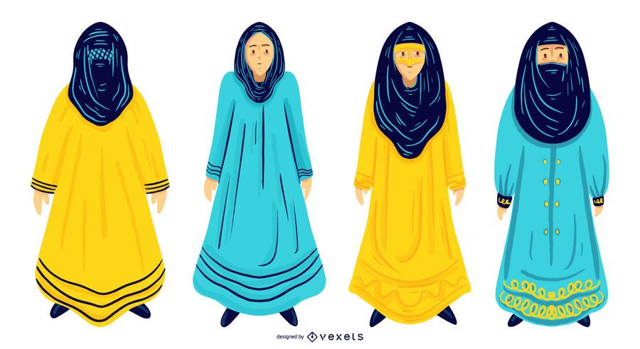 Conjunto de design de mulheres árabes Conjunto de design de mulheres árabes