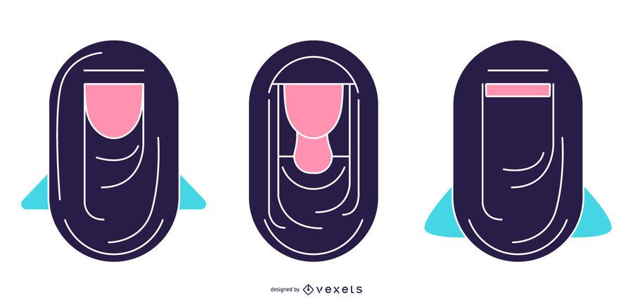 Conjunto de cabeza de ilustración simple pueblo árabe Conjunto de cabeza de ilustración simple pueblo árabe