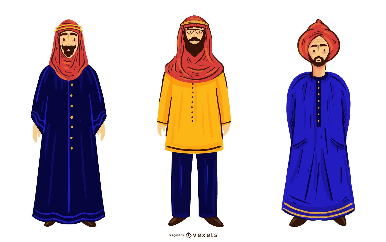 Paquete de ilustración de personajes de hombres árabes