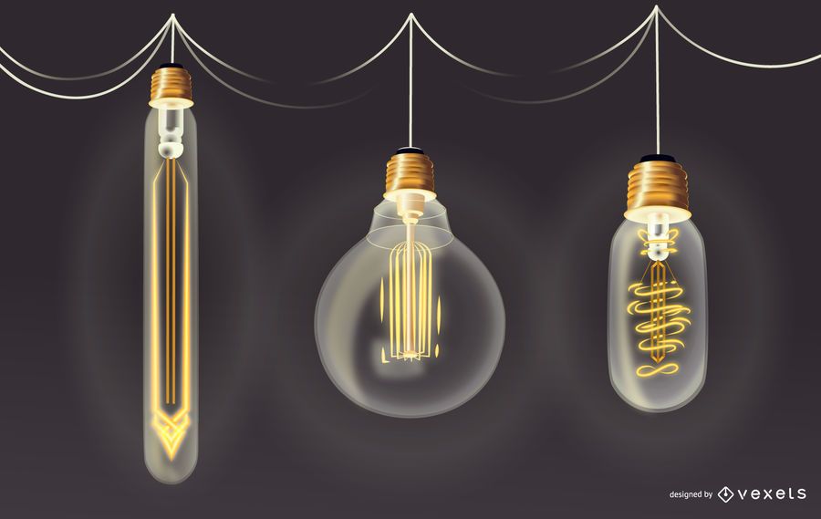 Retro Light Bulb Illustration Set Retro Light Bulb Illustration Set