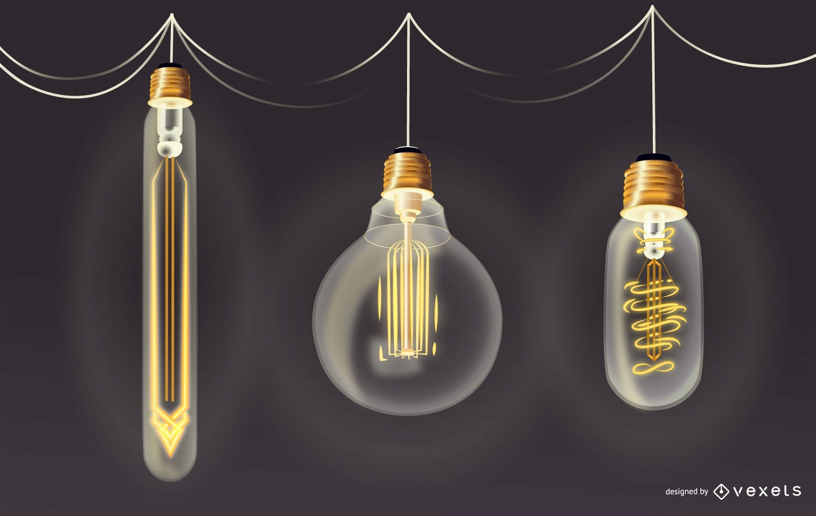 Retro Glühbirne Illustration Set