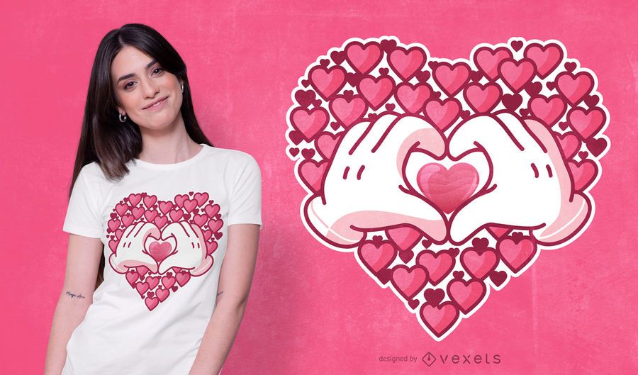 Herz-Handt-shirt Entwurf Herz-Handt-shirt Entwurf