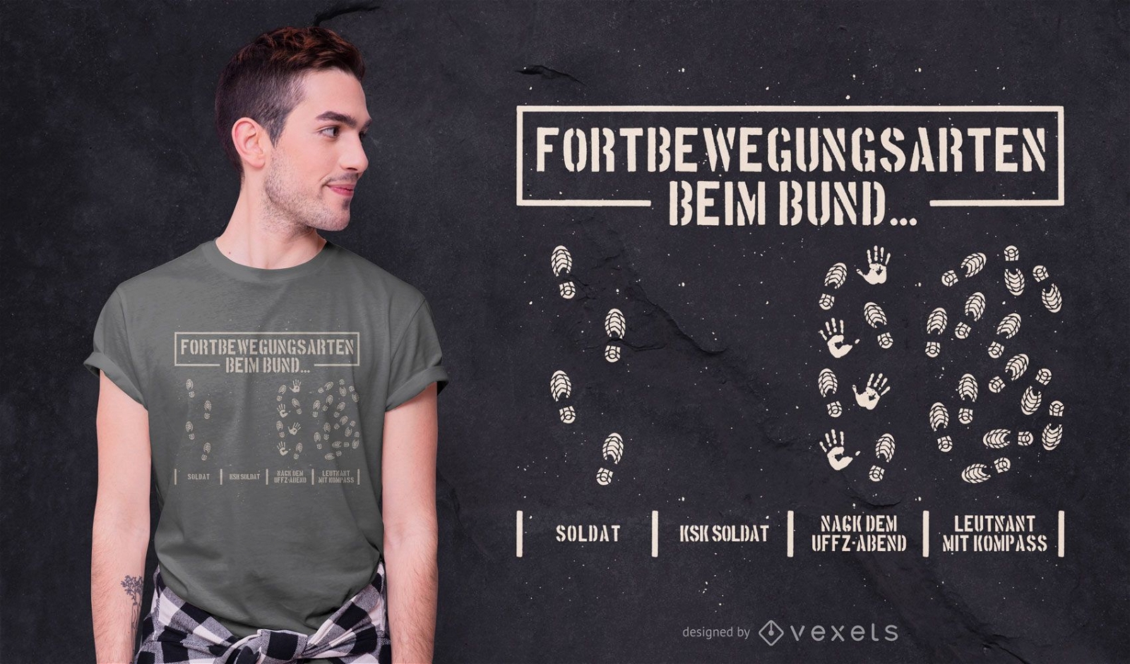 Footprint Deutsches Zitat T-Shirt Design