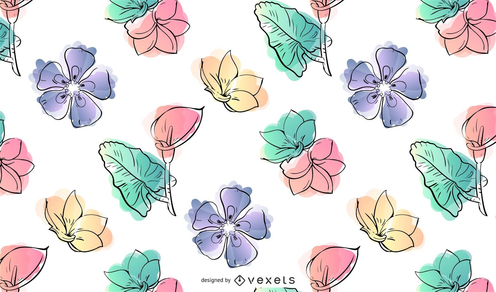 Watercolor Flower Pattern Design