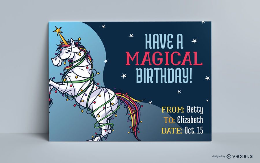 Unicorn birthday greeting card template Unicorn birthday greeting card template