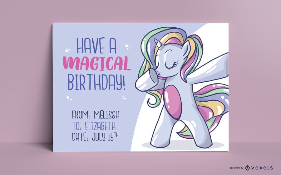 Unicorn bday greeting card template Unicorn bday greeting card template