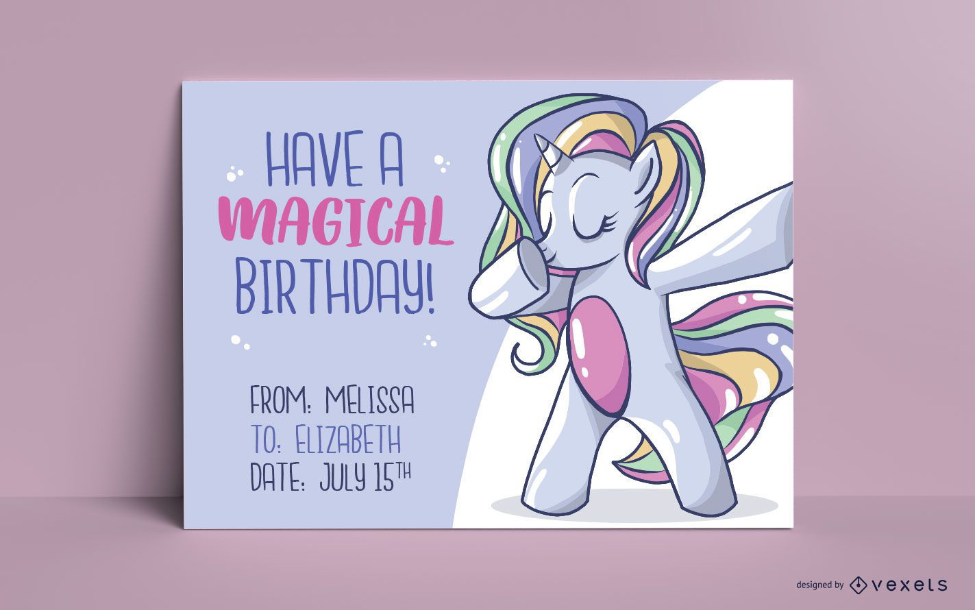 Plantilla de tarjeta de felicitación de cumpleaños de unicornio