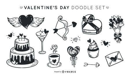 Valentinstag Doodle Set