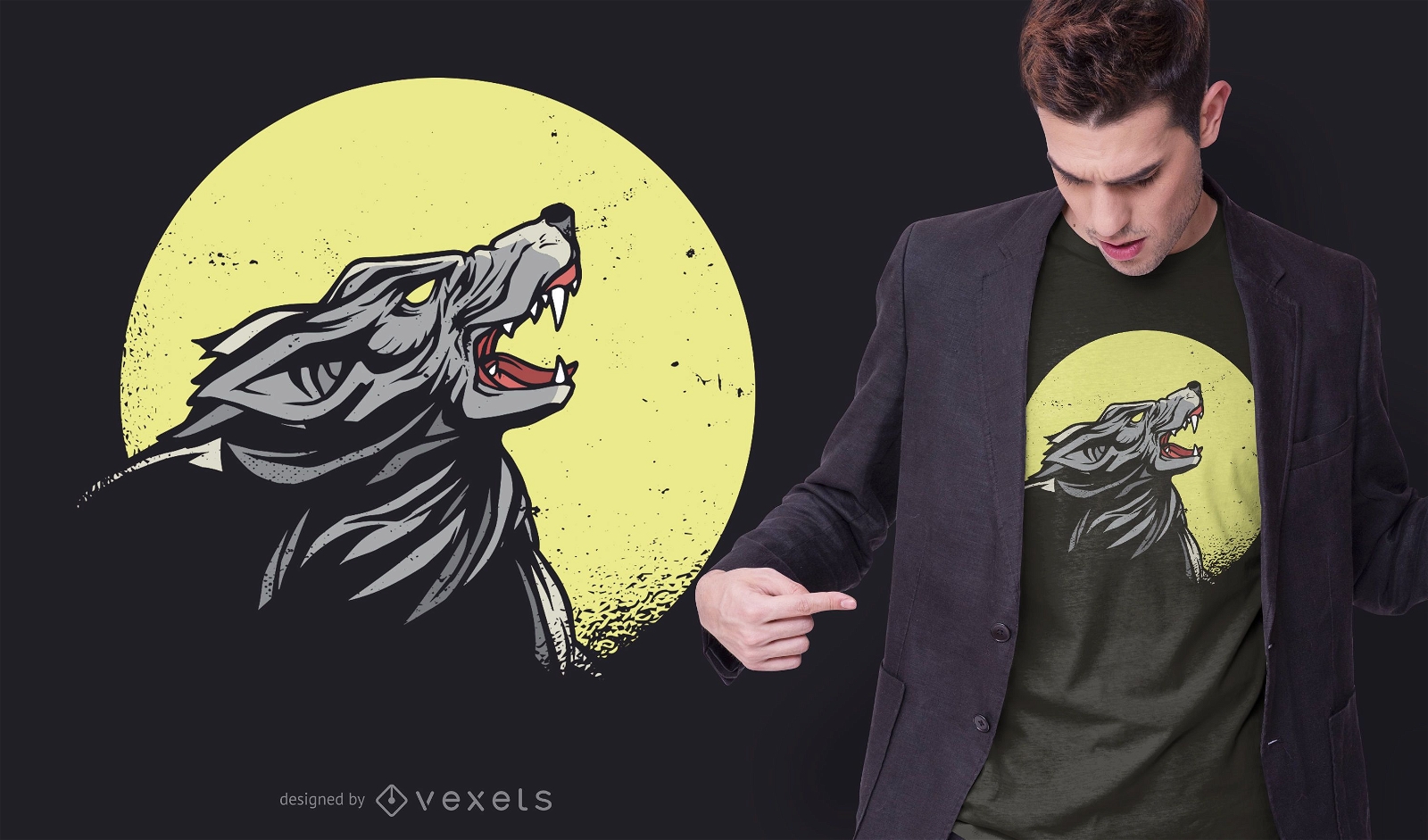 Howling Wolf illustration T-shirt Design