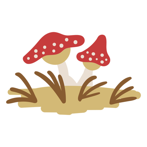 Mushrooms growing two PNG Design