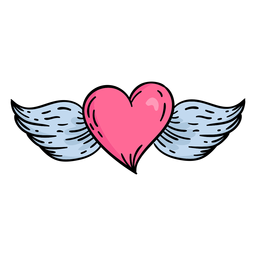 Heart with wings colored PNG Design