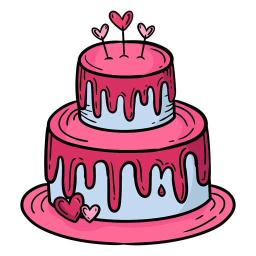 Hearts two-layered cake colored PNG Design