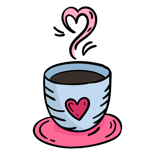 Xícara de café com coração Desenho PNG