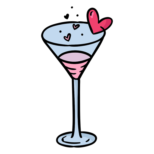 cocktail with hearts colored PNG Design