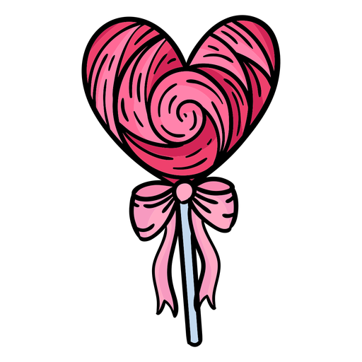 heart lollipop with ribbon colored