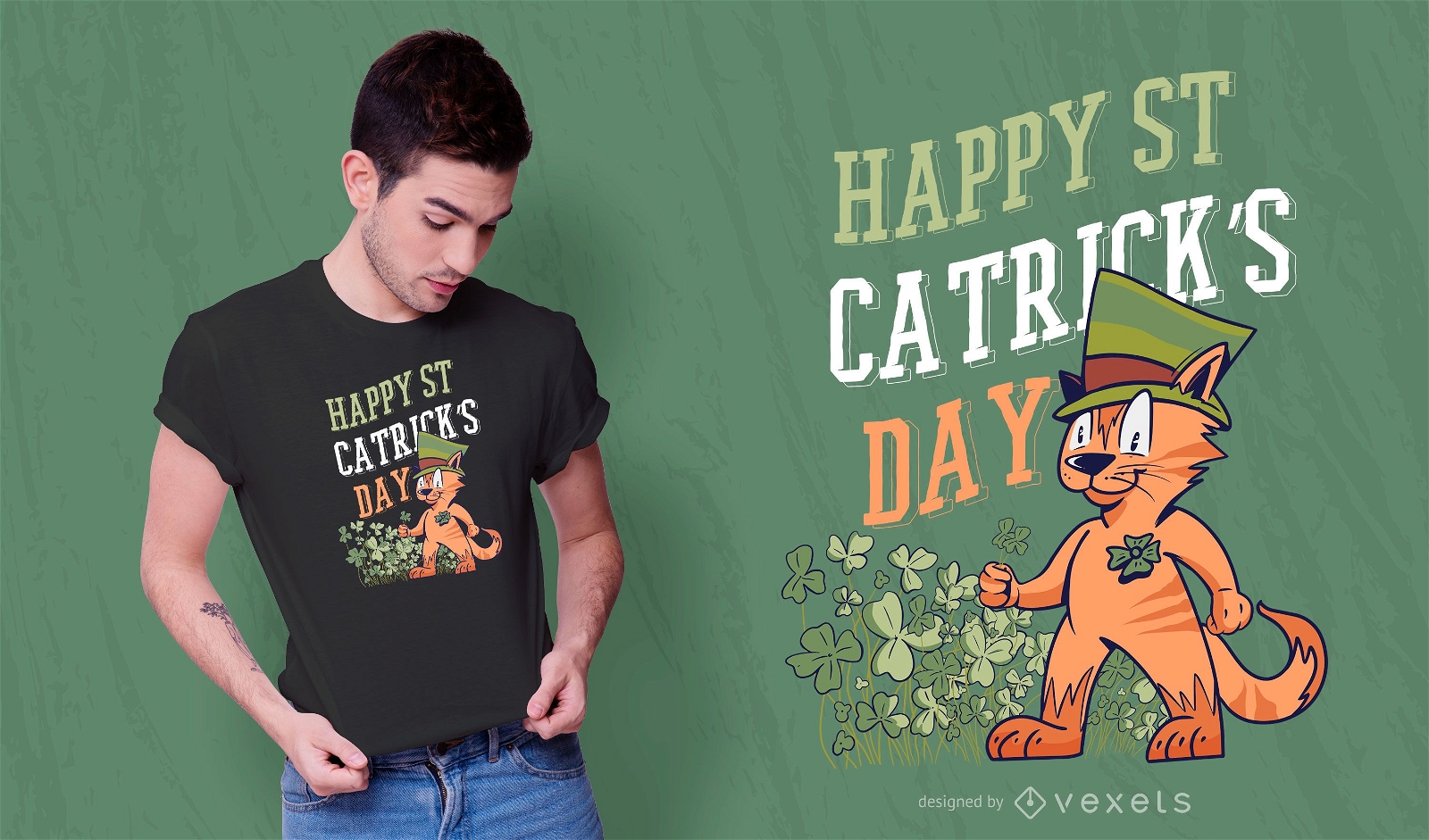 St. Patrick&#39;s Cat T-Shirt Design