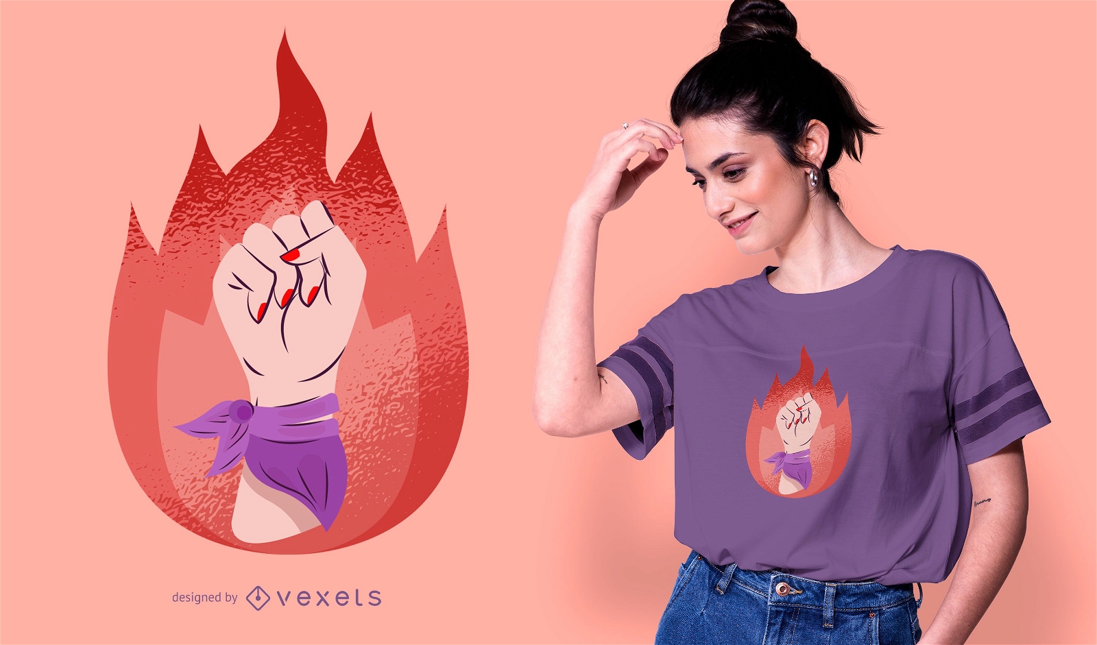 Design de camisetas femininas power fist