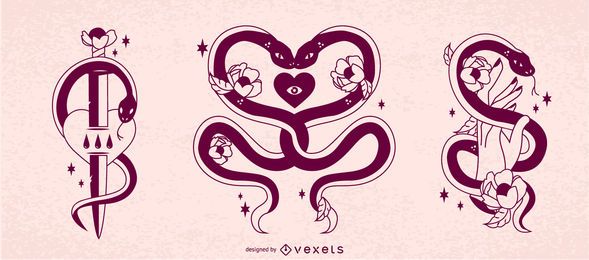 Conjunto de diseño de serpientes anti San Valentín