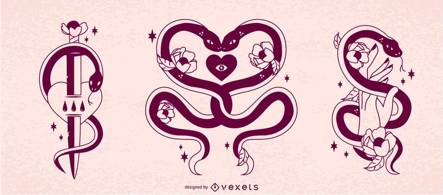 Conjunto de diseño de serpientes contra San Valentín Conjunto de diseño de serpientes contra San Valentín