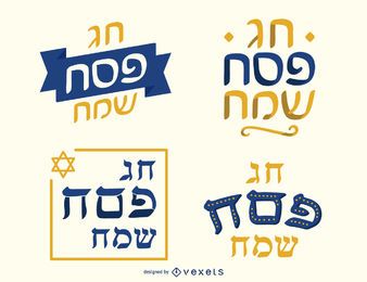 Happy passover lettering set