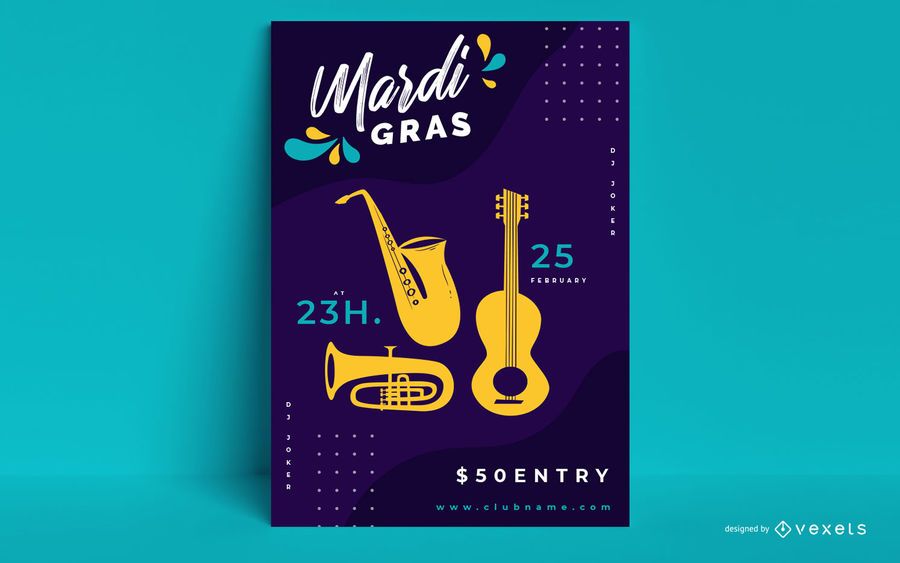 Diseño de carteles de fiesta de Mardi Gras Diseño de carteles de fiesta de Mardi Gras
