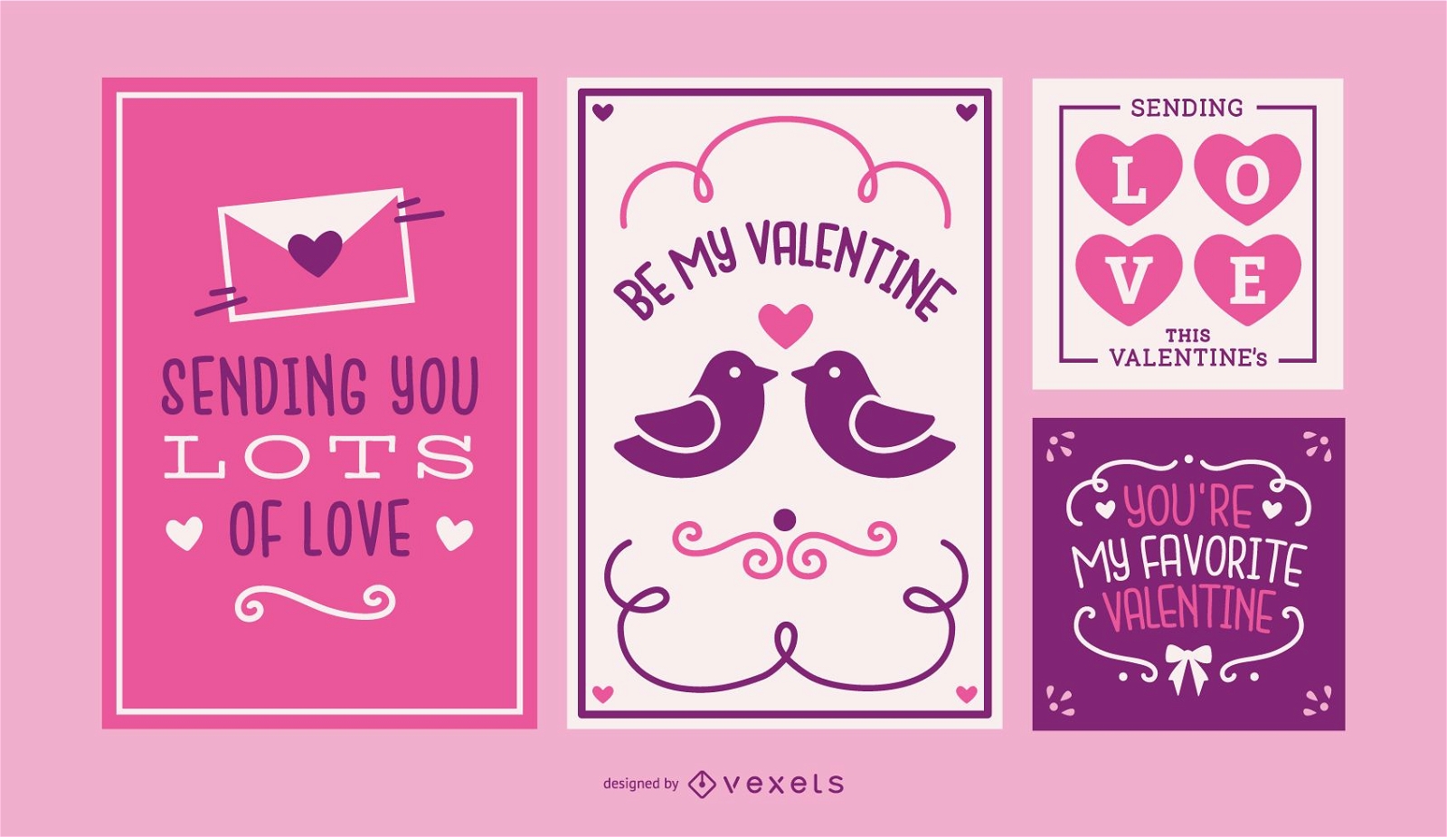 Valentine's day cards set