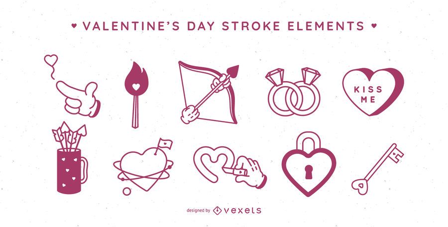 Valentine's day stroke elements Valentine's day stroke elements