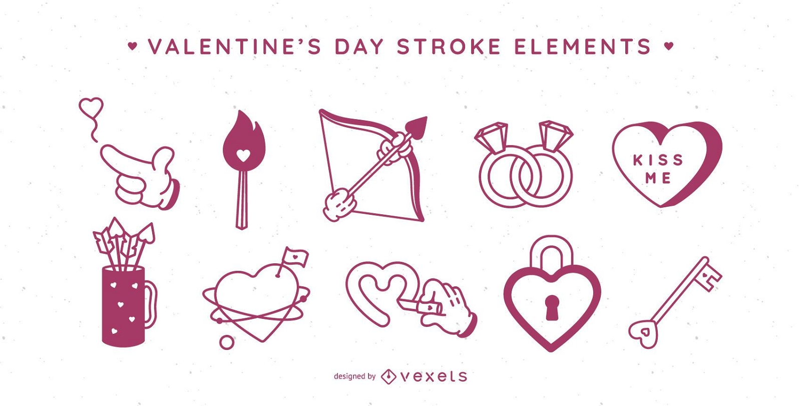 Valentine's day stroke elements