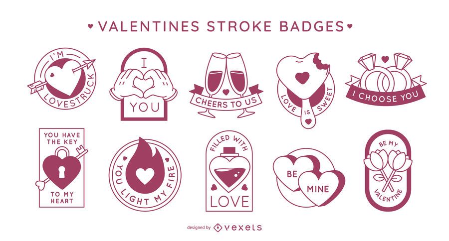 Valentine's day stroke badges Valentine's day stroke badges