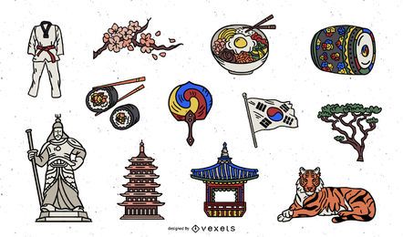 Paquete de elementos coloreados de Corea del Sur Paquete de elementos coloreados de Corea del Sur