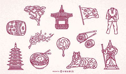 Paquete de trazos de elementos de Corea del Sur