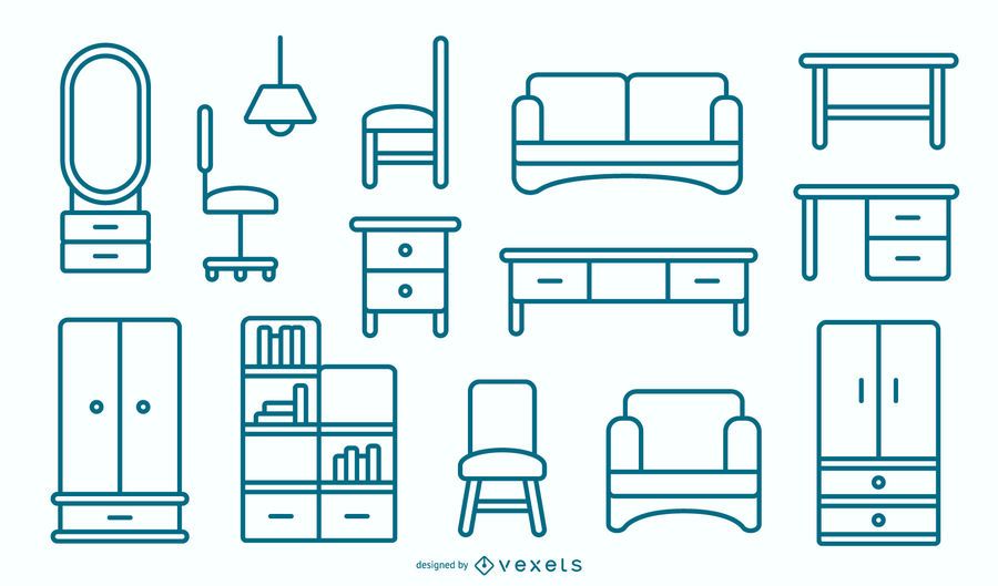 Flat Furniture Stroke Design Pack Flat Furniture Stroke Design Pack
