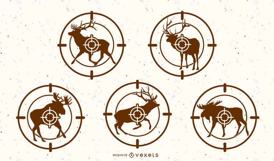 deer target silhouette set vector download