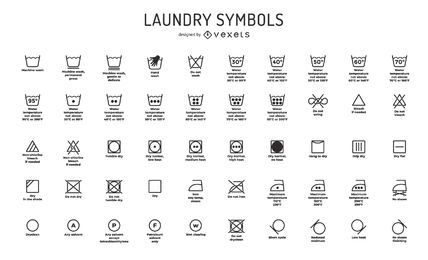 Colección de símbolos de lavandería
