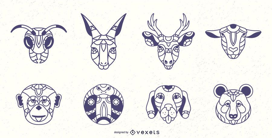Mandala animals stroke set Mandala animals stroke set
