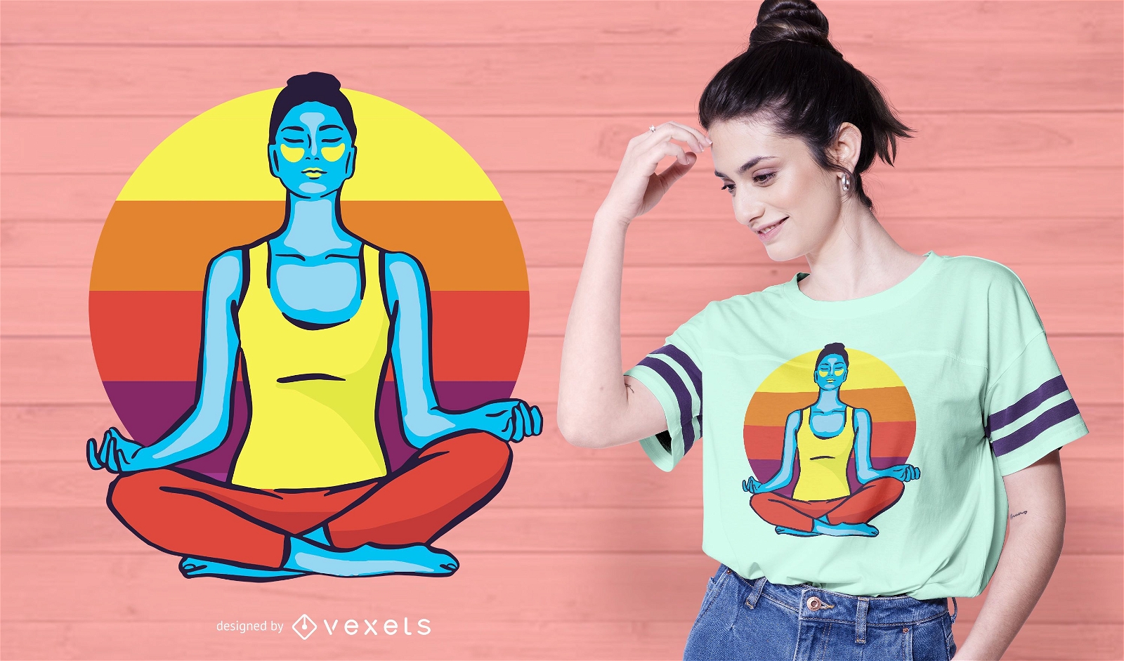Buntes Yoga-Frauen-T-Shirt Design