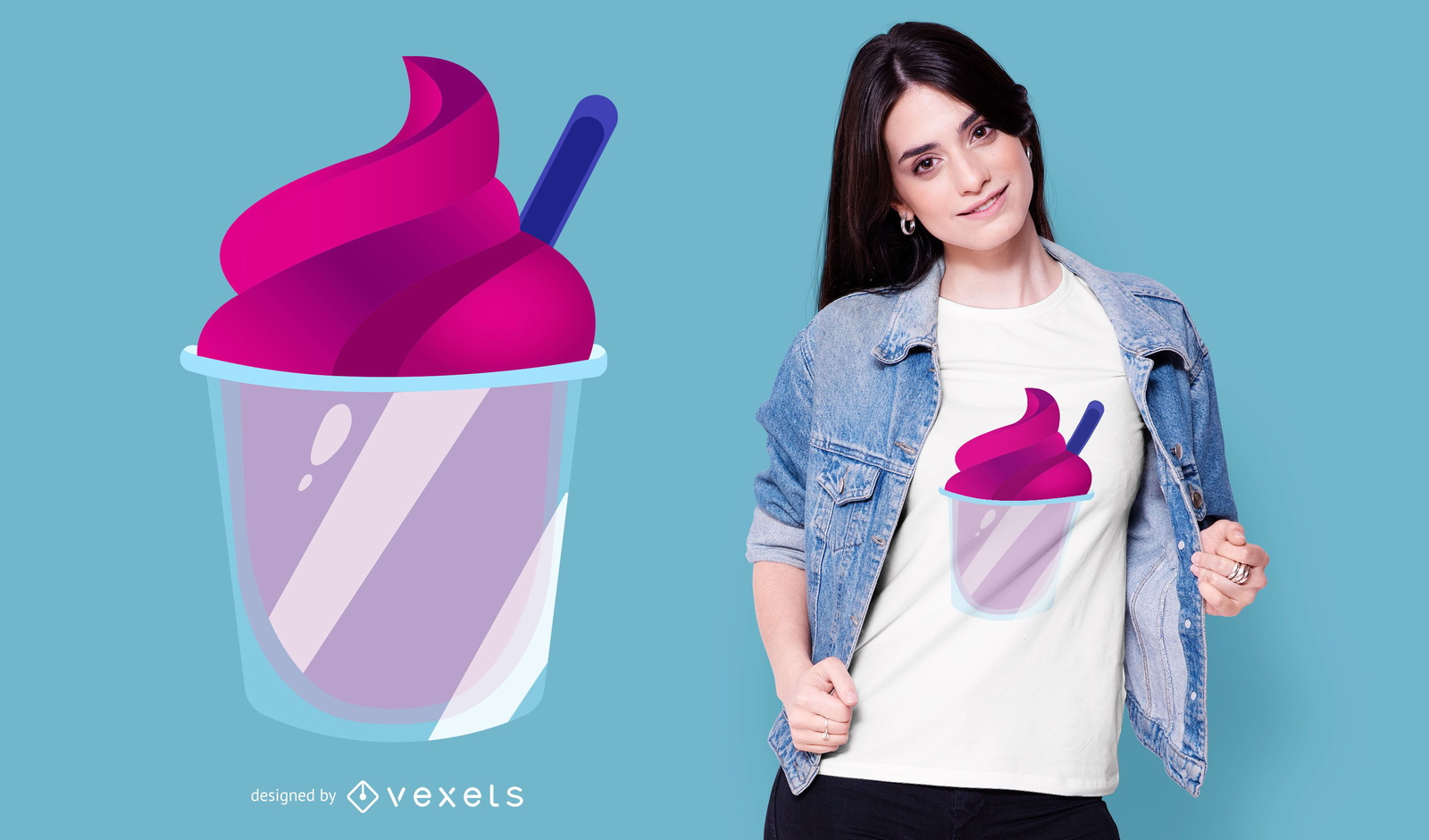 Design roxo de camiseta de sorvete