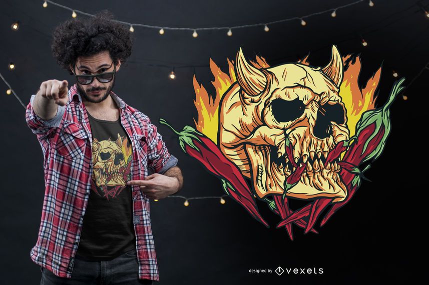 Hot Chili Demon Skull T-shirt Design Hot Chili Demon Skull T-shirt Design