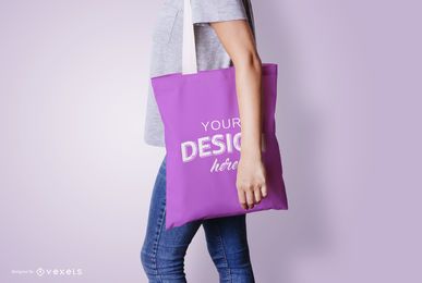 Model with tote bag mockup Model with tote bag mockup