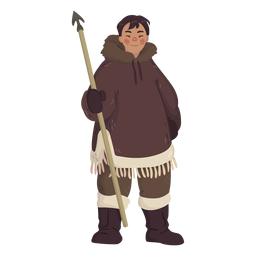 hombre esquimal con lanza Diseño PNG