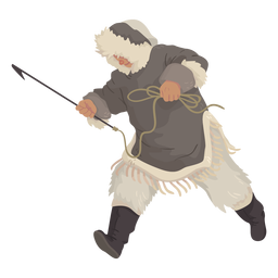 Hombre esquimal con lanza corriendo Diseño PNG