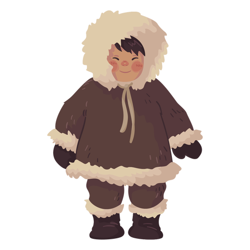 süßer Eskimo Junge lächelt PNG-Design