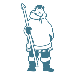 eskimo man with spear stroke Transparent PNG