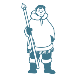 hombre esquimal con golpe de lanza Diseño PNG