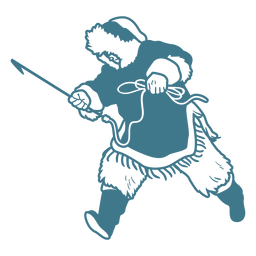 Hombre esquimal con lanza corriendo golpe Diseño PNG